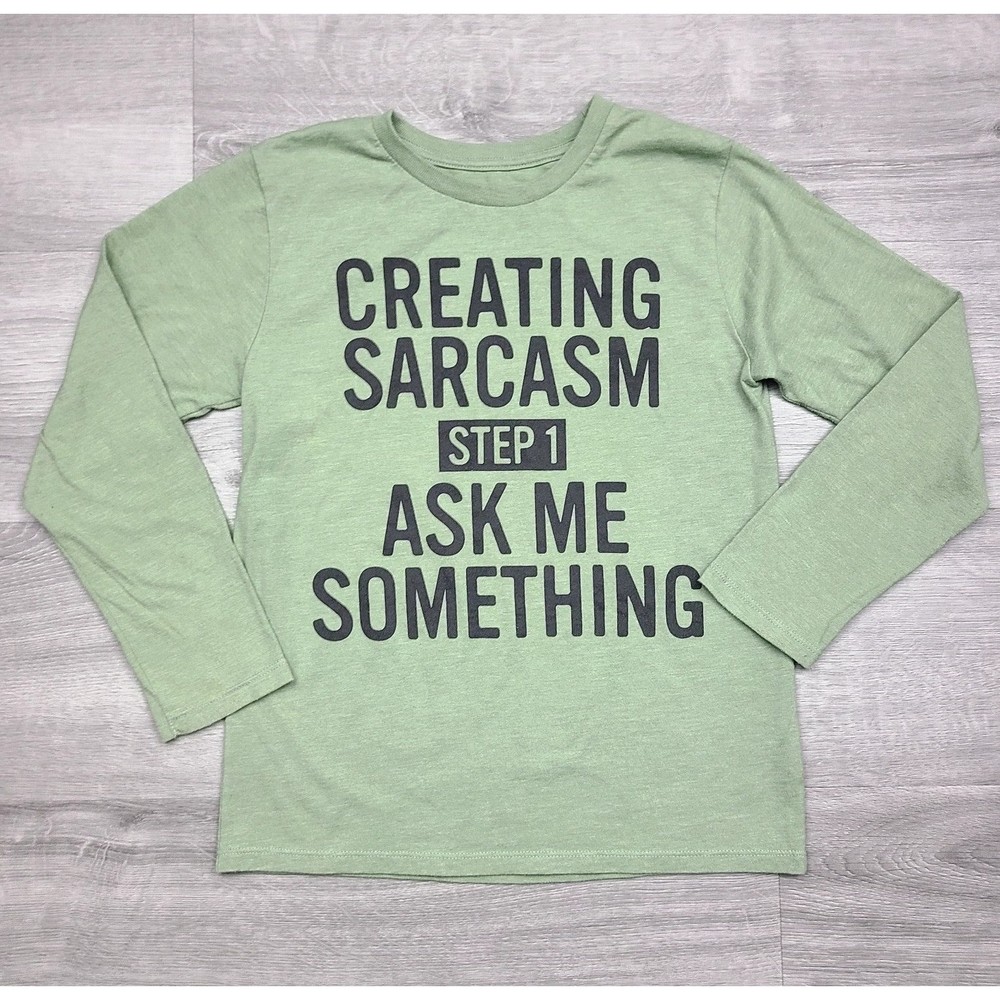 Children's Place Long Sleeve Graphic Tee | Green Kid's Size M(7/8) | Sarcastic